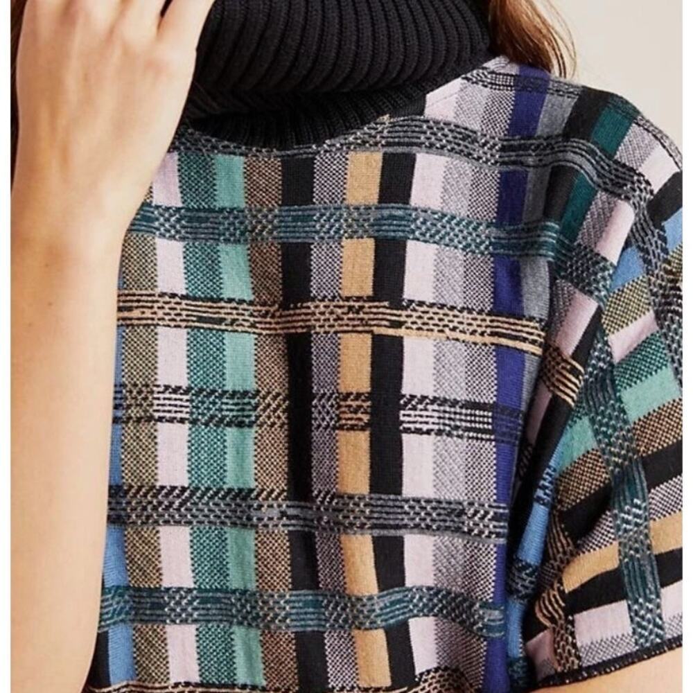 Anthropologie Aldo Martins Multi Colored Knit Wool Poncho M/L - Picture 2 of 8